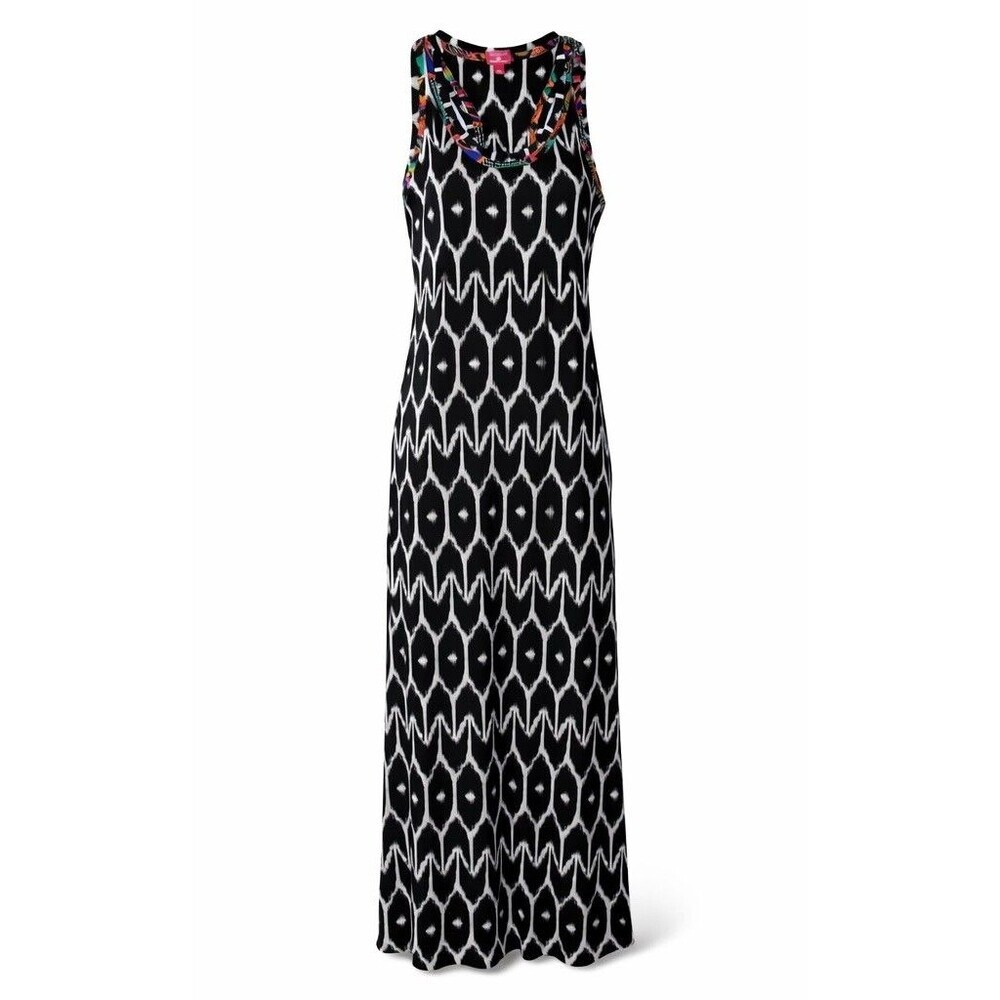 Trina Turk For INC Dress Women Medium Black Ikat Maxi Tank Boho Sleeveless NWOT